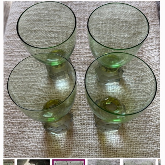 Anthropologie Green and Gold crystal Wine Glass - Picture 7 of 7